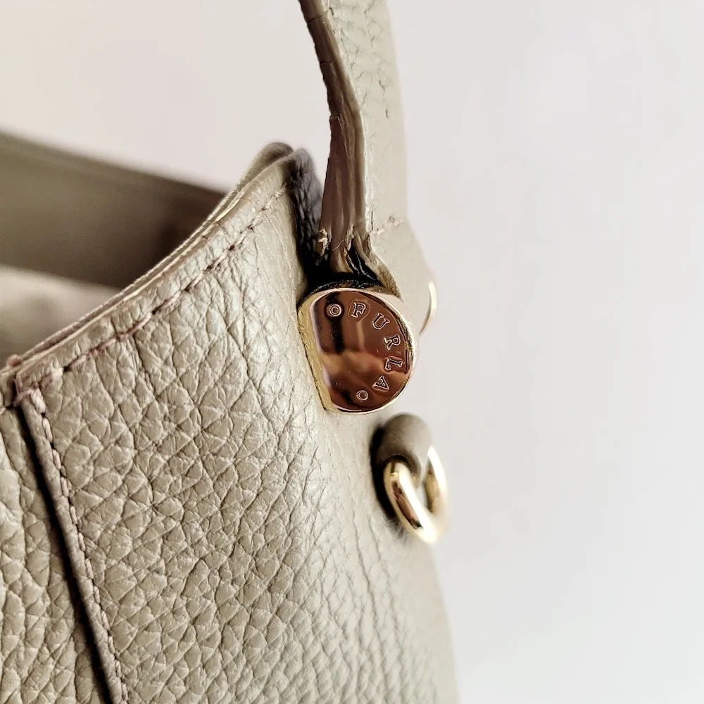 Furla Pebbled Leather Hobo Bag Beige